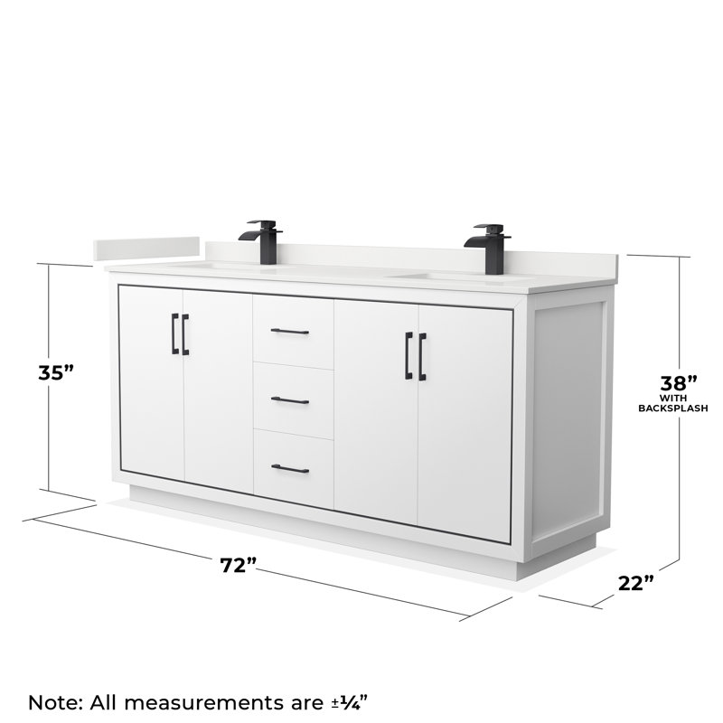 72'' W Double Vanity, WDX13358, White, Matte Black