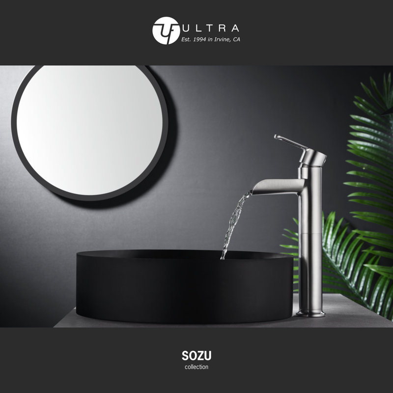 Sozu Collection Single-Handle Tall-Vessel Lavatory Bathroom Sink Faucet with Drain Assembly - Brushed Nickel, Brushed Nickel