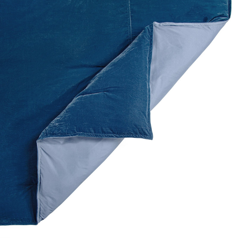 Estelle Velvet Soft Plush Classic Modern Chic Casual Comforter Set, Queen Comforter + 2 Standard Shams, Blue