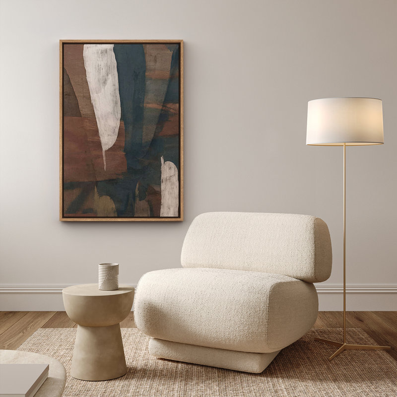 «Earth Tone Abstract Minimalist Contemporary Art», reproduction d'art encadrée, H 36 po x l 24 po, Naturel