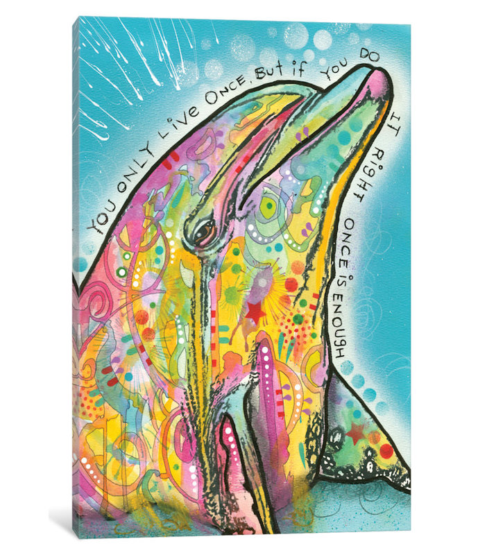 « dolphin' », impression sur toile tendue, H 18 po x l 12 po x P 1,5 po