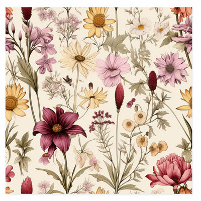 «Botanical Wildflowers», motif d'art chalet sans cadre