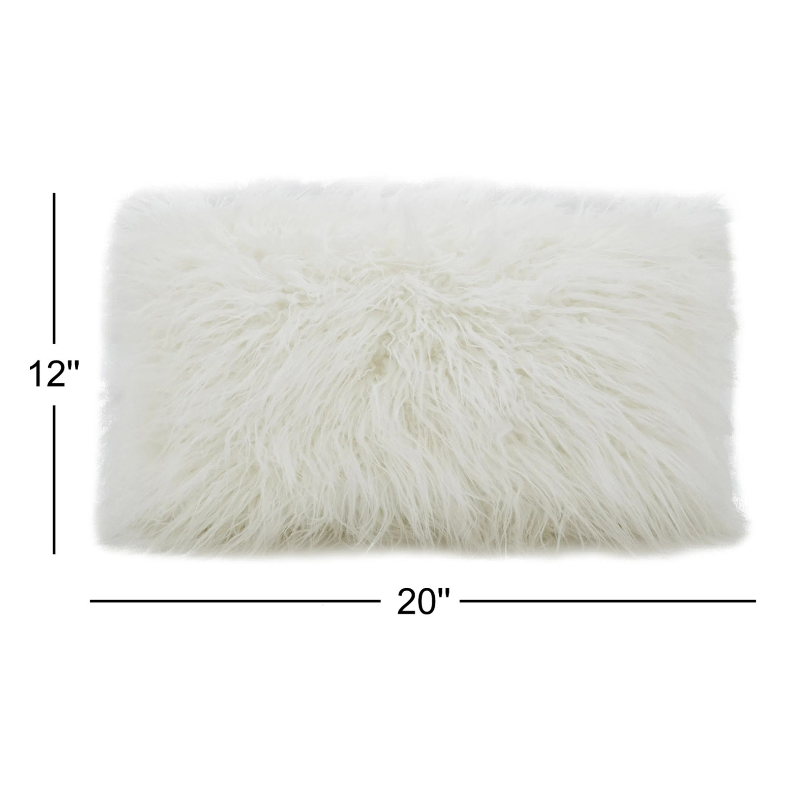 Faux Fur Lumbar Throw Pillow, Ivory, 12"H x 20"W