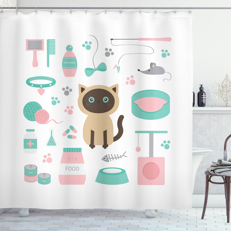 Shower Curtain with Hooks Included, 69" H x 105" W