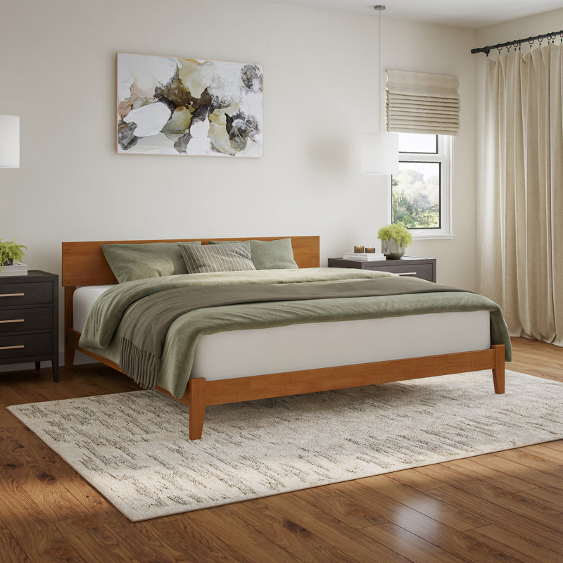 Lit plateforme en bois massif Orlando, Très grand, Light Toffee