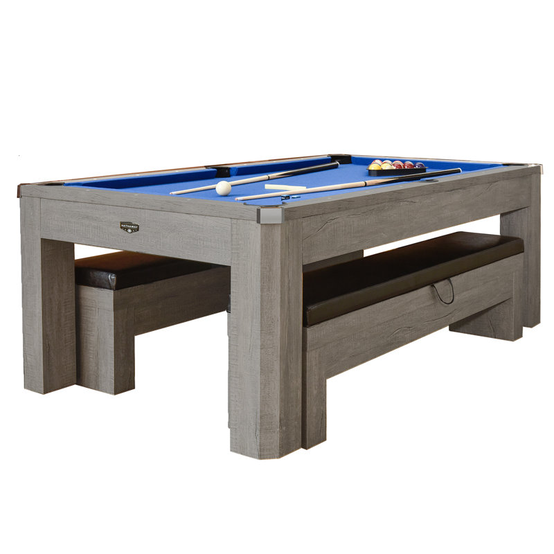 Hathaway Newport Stylish 7 Ft Multi Game Pool Table Combo with Dining Top and Ping Pong – Includes Benches for Home Storage and Accessories
