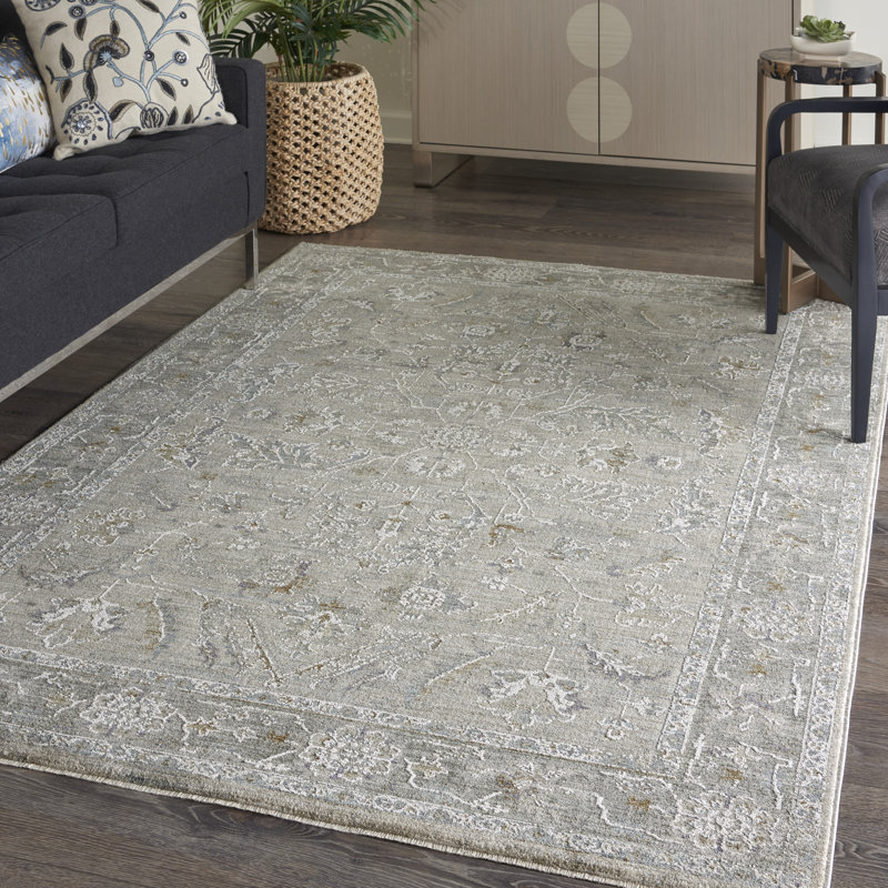 Tapis traditionnel gris Ryann, Rectangle 3 pi 11 po x 5 pi 11 po