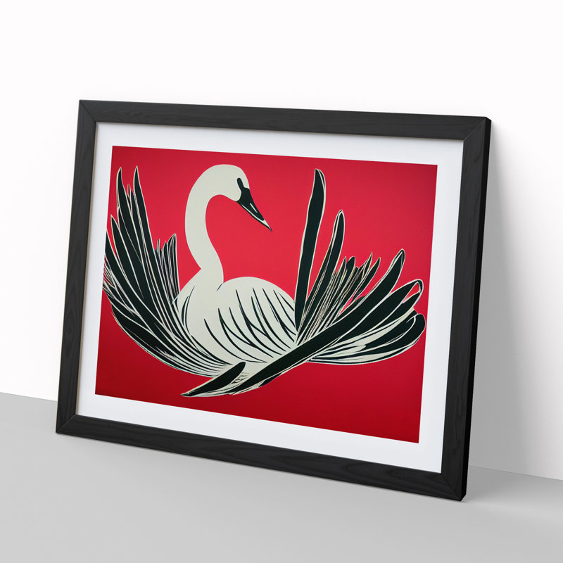 Artsy Swan - Single Picture Frame Print, Black, 46cm H x 64cm W