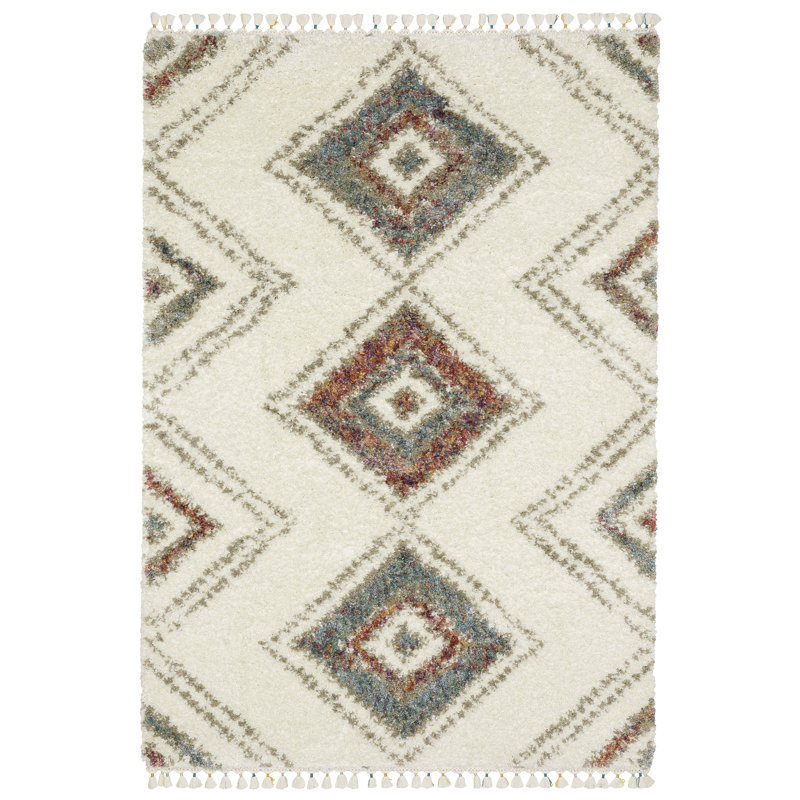 Tapis ivoire / brun clair / brun, Rectangle 9 pi 10 po x 12 pi 10 po