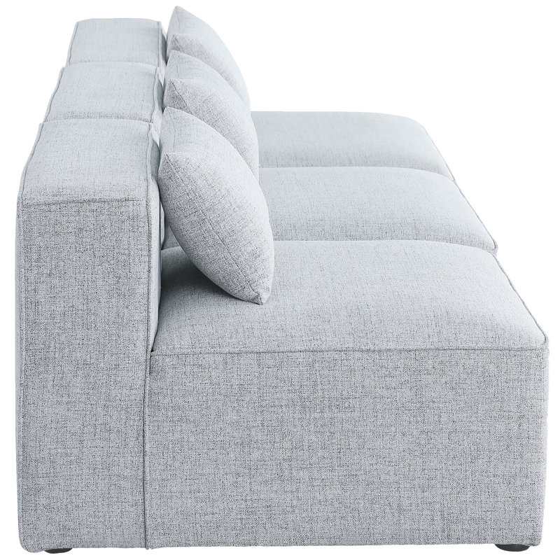 Canapé modulaire Cube, Tissu gris texturé en lin