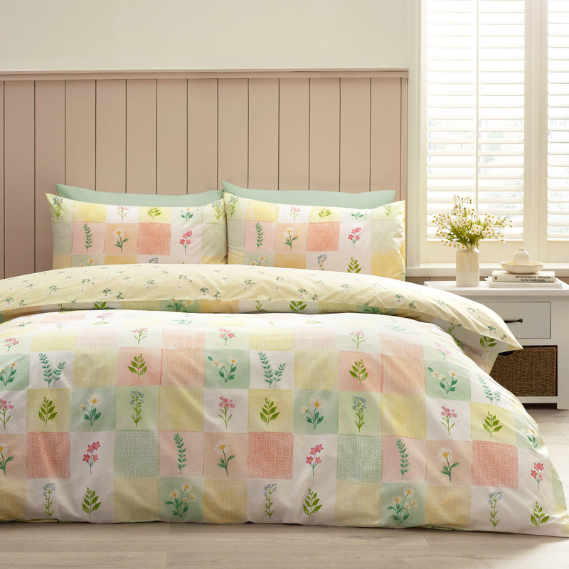 Daisy Patchwork Reversible Duvet Cover Set, King