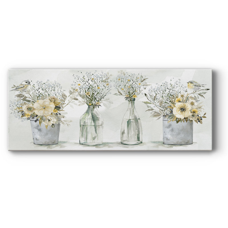 Farmhouse Bouquets-Toile tendue avec châssis, H 20 po x l 50 po x P 1,5 po