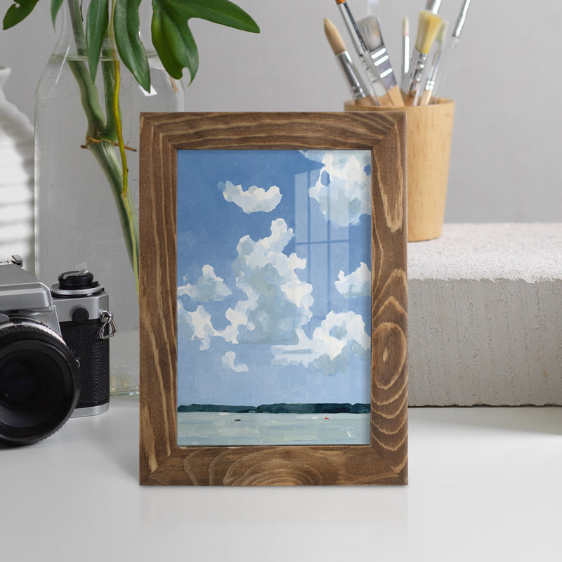 «Juillet Lakeside I» sur papier, H 8 po x l 6 po x P 1 po, Noyer