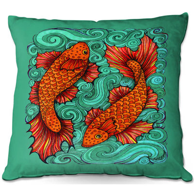 Coussin décoratif 2 poissons en cercle canapé