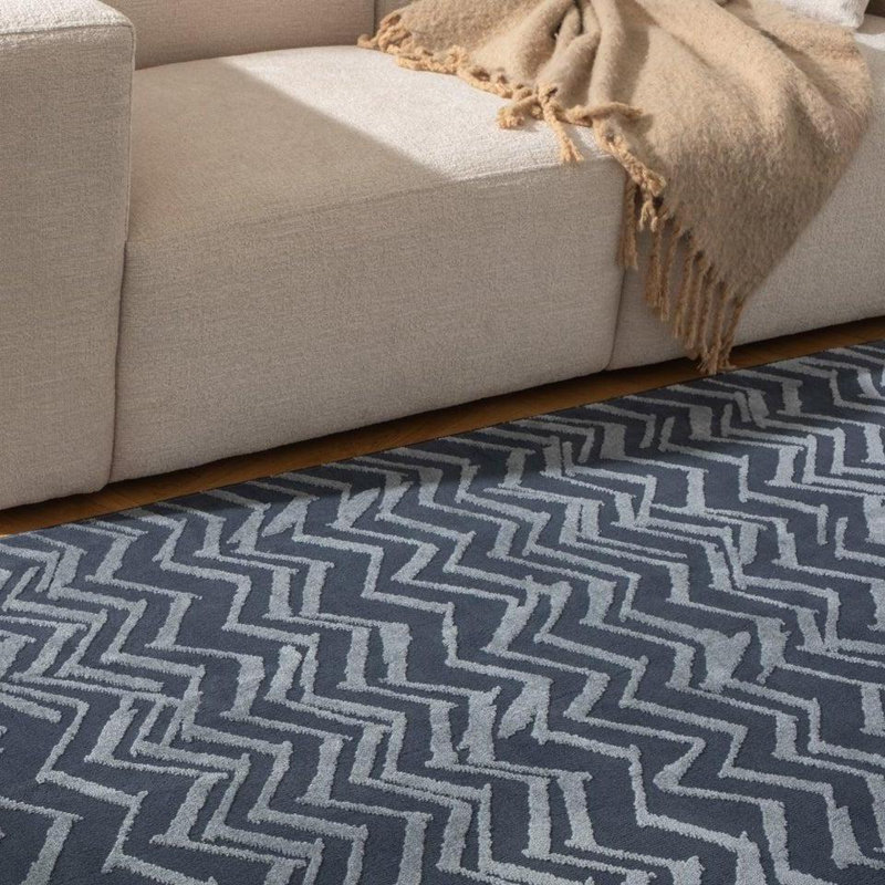 Zig Washable Rug, Blue, 9'10" x 12'9"
