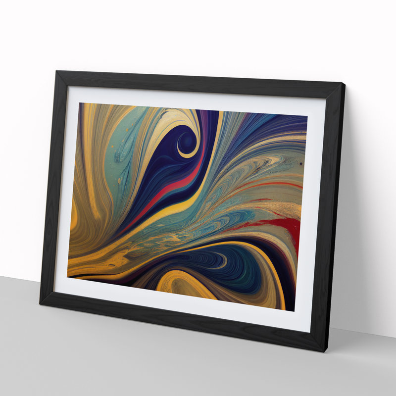 Abstract Marbling Art Vol.4 - Framed Print, Black, 46cm H x 64cm W x 2cm D