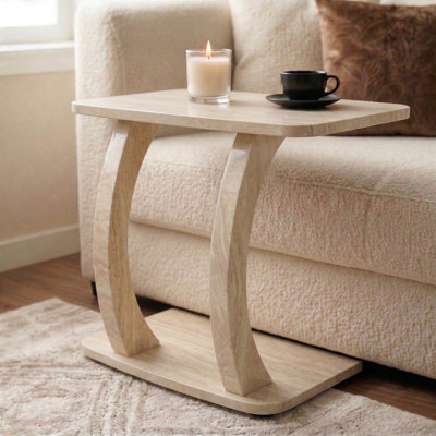 Modern C-Shaped Side & End Table, Compact Coffee Table Alternative for Sofa and Living Room