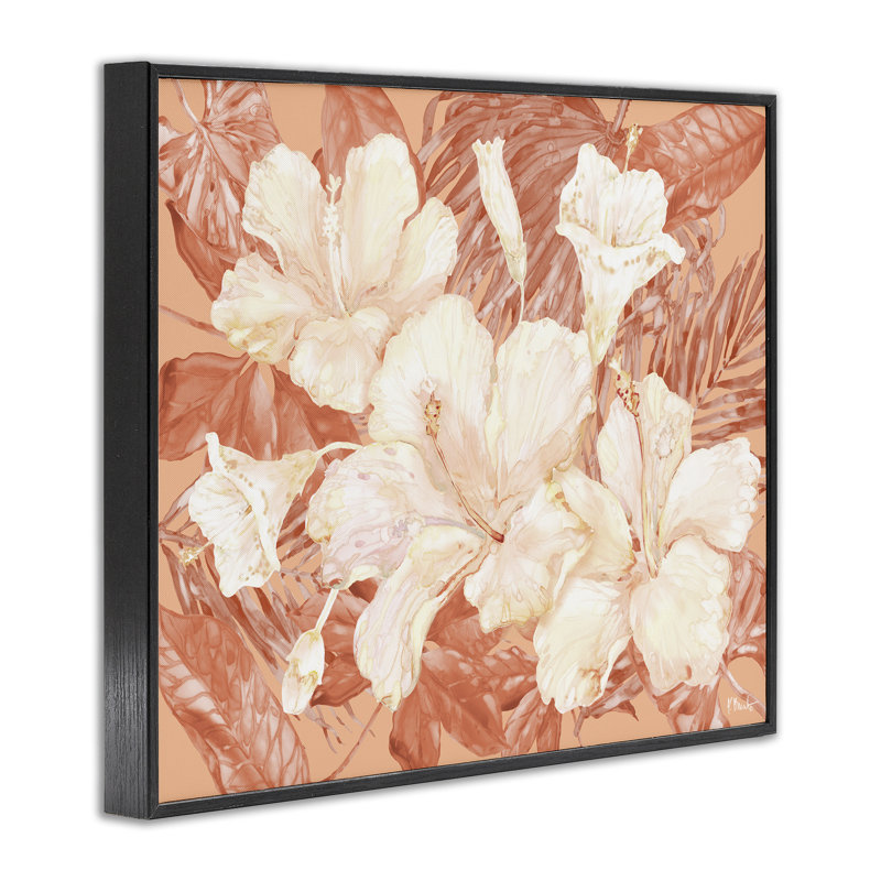 Hibiscus lumineux par estampe numérique par Paul Brent, H 16 po x l 20 po, Giclée encadrée noir minuit