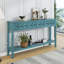 Longue console rustique avec tiroirs de différentes tailles et tablette inférieure pour le rangement-2124072430
