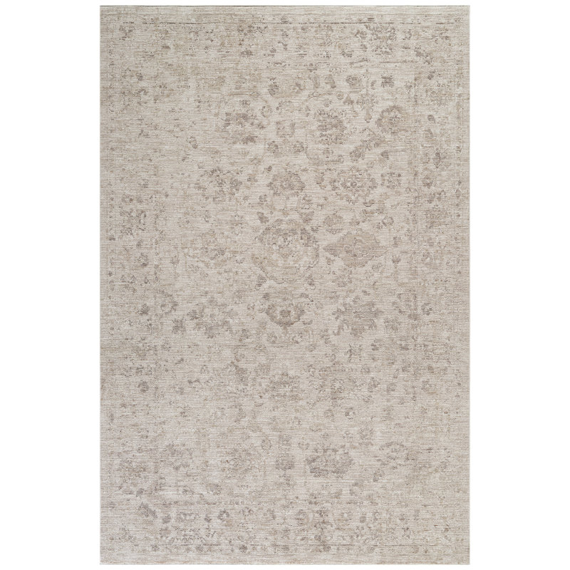 Sealy Easton Floral & Botanical Distressed Vintage Turkish Antique White Area Rug with Fringe , 2' x 3', Rectangle 2' x 3'