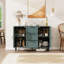 Armoire buffet 47,23 "avec 2 portes sculptées et 3 tiroirs, armoire de rangement avec tablette réglable pour la salle à manger, le salon et le vestibule-848196033