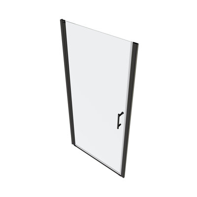 1 3/8" adjustment,universal pivot shower door, open outside, with 1/4" tempered glass and Matted black finish 2872
