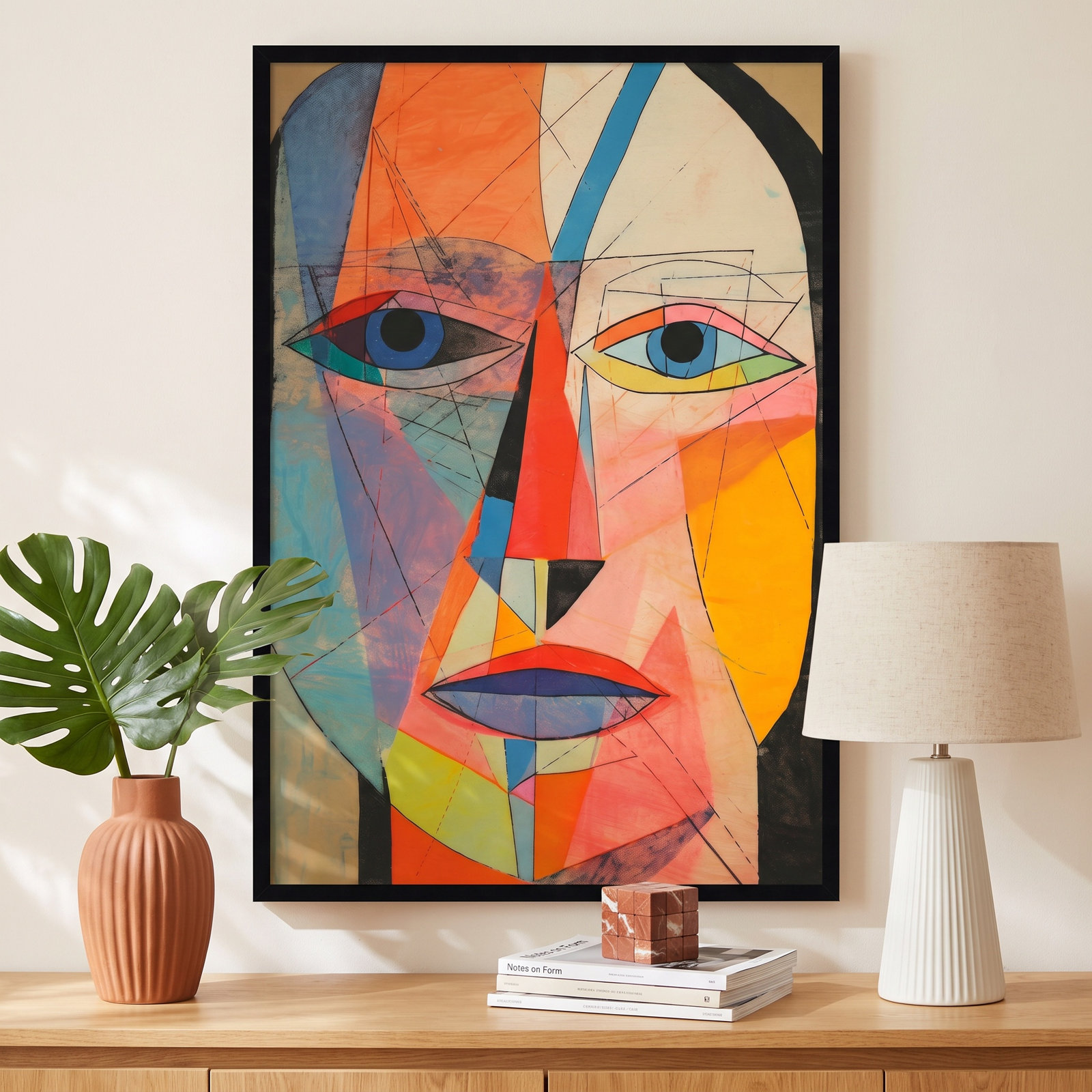 The Face Print by Treechild, 41" H x 28" W, Black