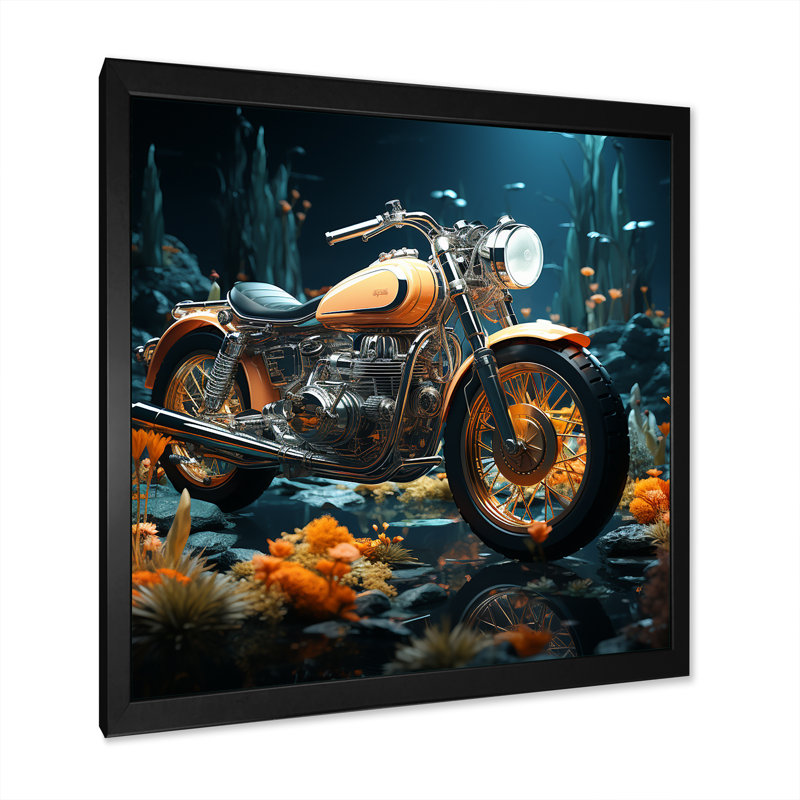 «Rustic Motocyle Bike Memory» sur toile, Cadre simple noir, H 24 po x l 24 po x P 1 po