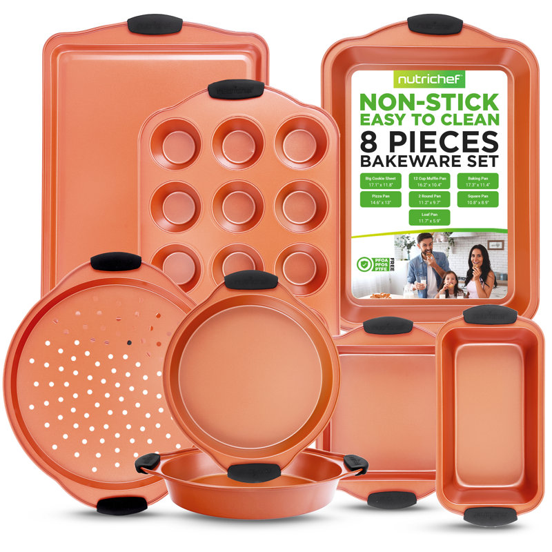 Nutrichef 8 Piece Non-Stick Steel Bakeware Set