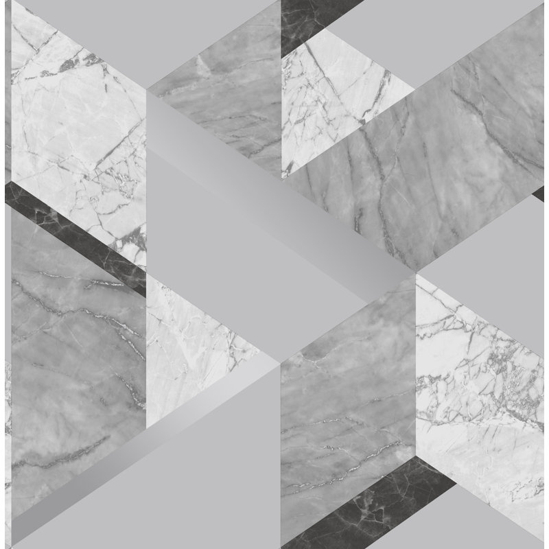 Marblesque Geo Wallpaper, Grey