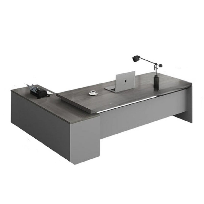 Nailani L-Shaped Executive Desk, Grey, Grey, 75cm H x 200cm W x 80cm D