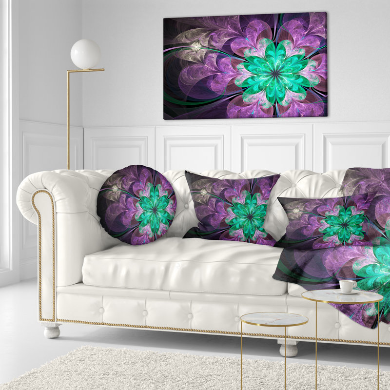 Coussin lombaire floral fractal scintillant
