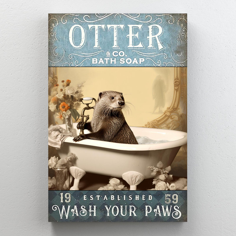 Impression sur toile «Kirpot Otter Bath Soap», H 14 po x l 11 po x P 1,25 po