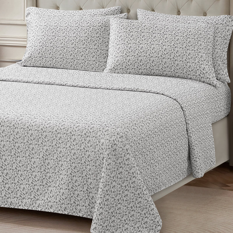 BCBG Microfiber Sheet Sets with Extra Pillowcases, King, Quinsley-Alloy Gray