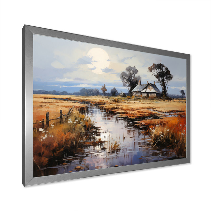 Jimmiah Farmhouse River Reverie I - Imprimé, H 24 po x l 32 po x P 1 po, Cadre simple argenté