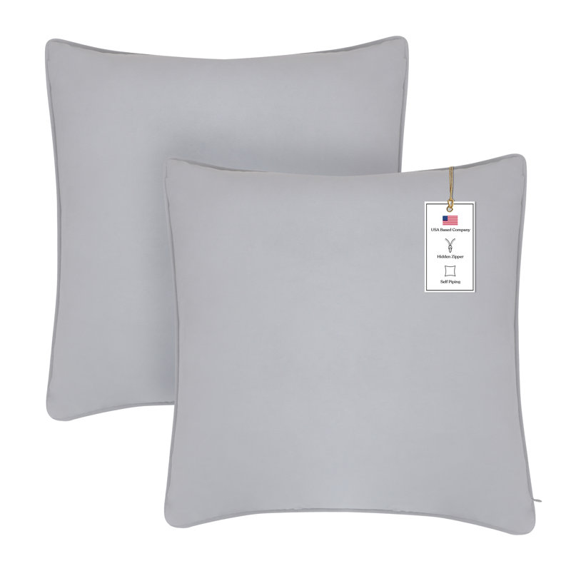 A1HC Set of 2 Luxurious Velvet Throw Pillow Covers — Soft Decorative Cushions with Hidden Zipper, 18" x 18", Light Grey