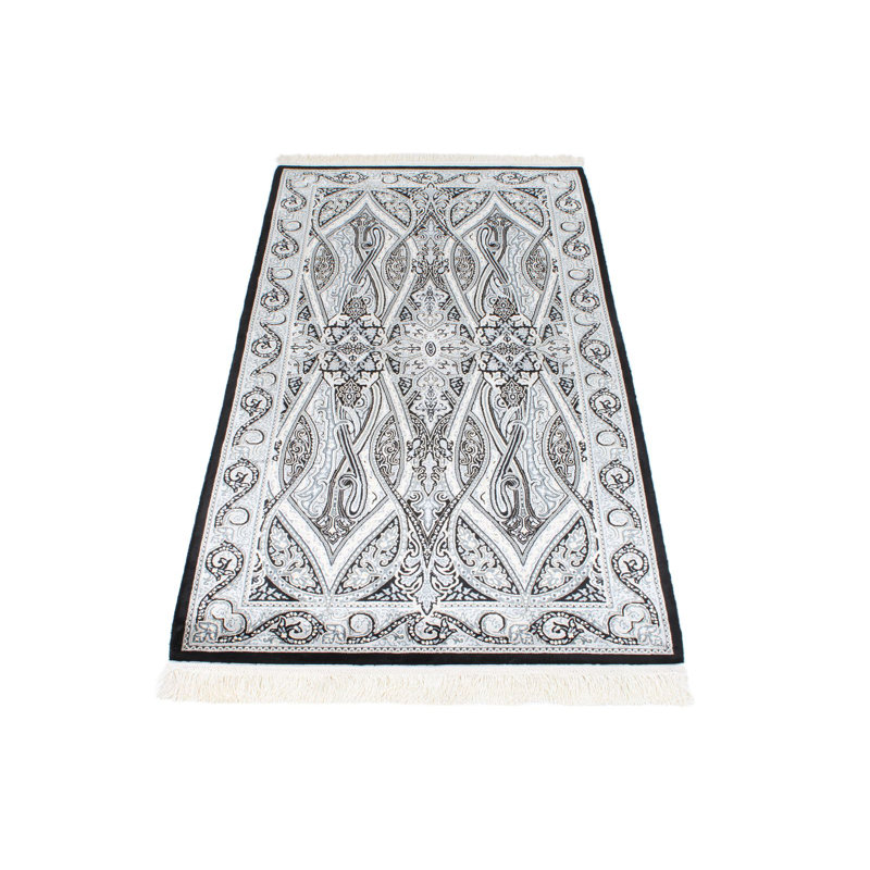 Tapis turc noir et ivoire 3x5