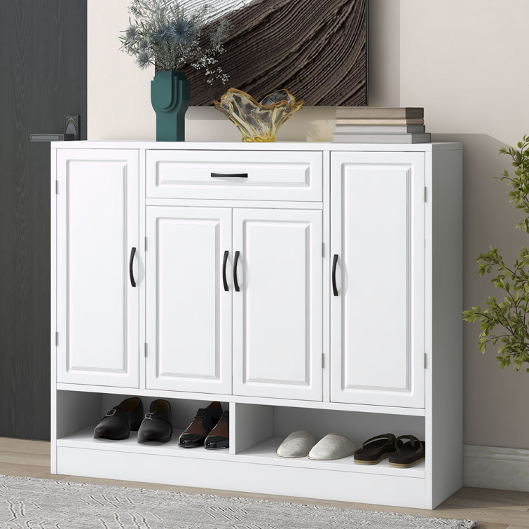 18 Pair Shoe Storage Cabinet Wade Logan Finish: White