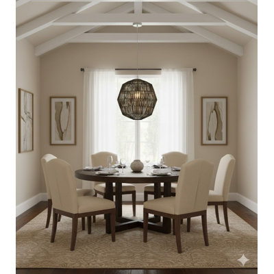 1-Light Chrome Pendant With A Black Weaved Rope Shade