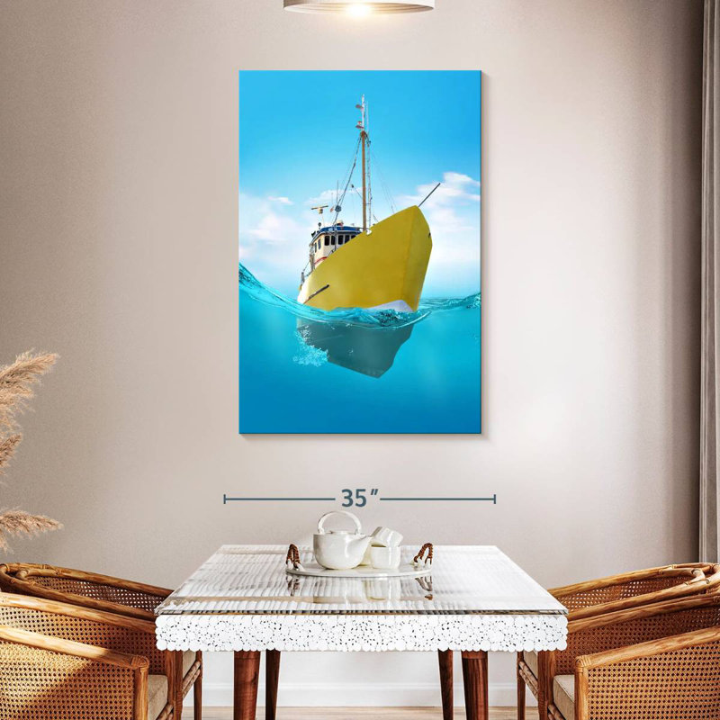 Mehar Yellow Ship, 48" H x 32" W