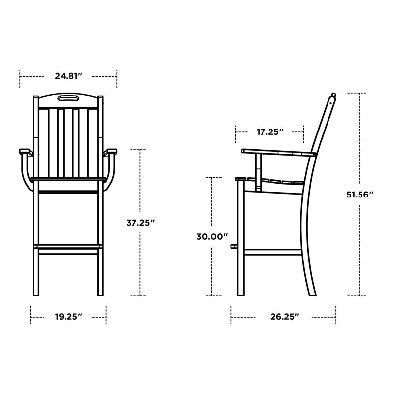 Fauteuil bar POLYWOOD Yacht Club, Dalle de pierre, Tabouret de bar 24 po
