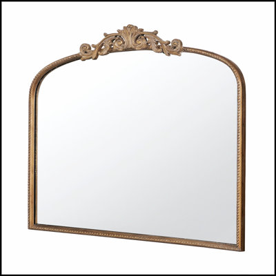 Vintage Gold Arch Mirror With Baroque Frame, Perfect For Enhancing Classic And Elegant Interiors