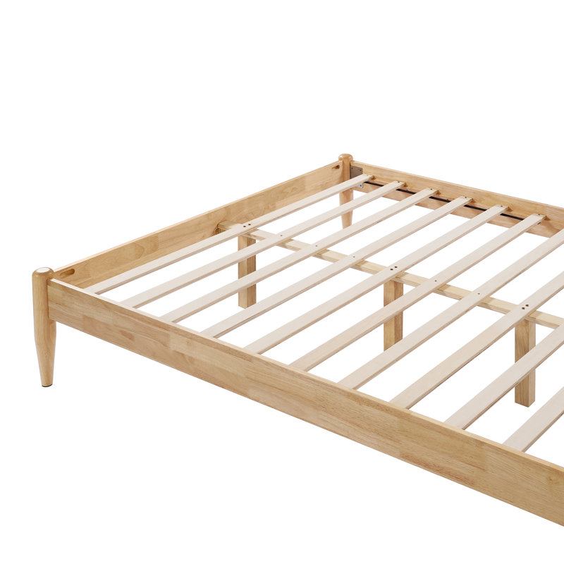 Structure de lit en bois massif pour grand lit avec tête de lit tapissier en molleton texturé, Grand