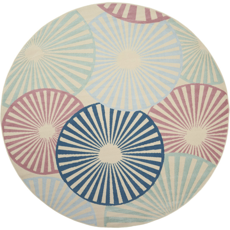 Tapis ivoire moderne Bo, Rond 8 pi