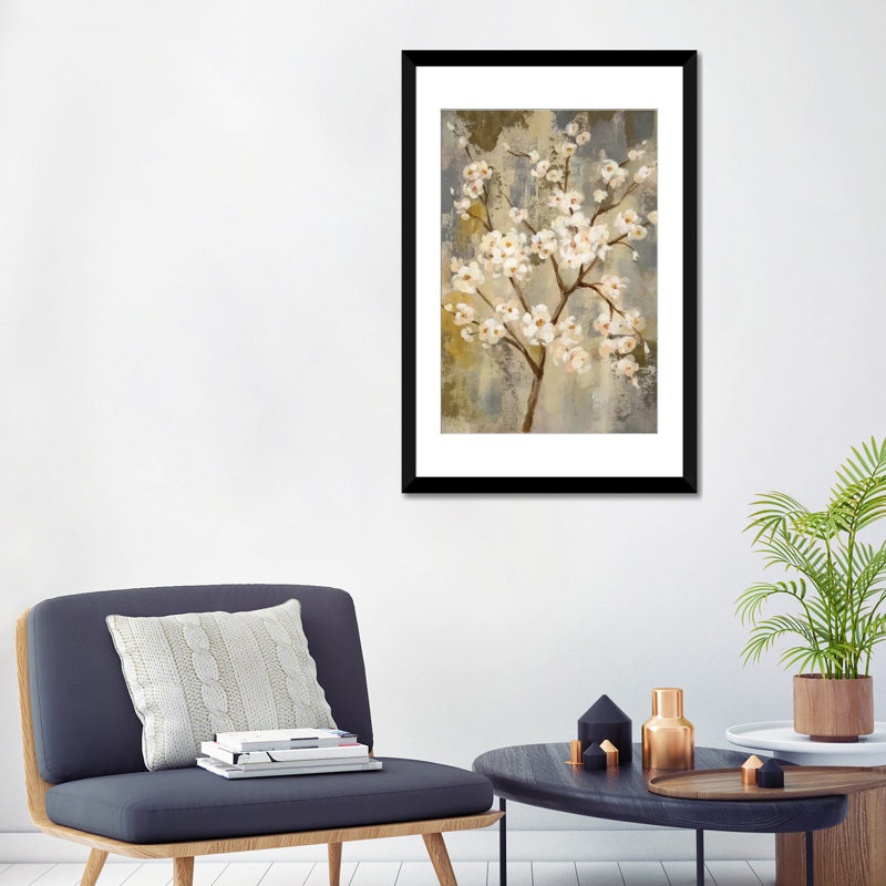 « neutral branches i », impression sur toile, H 24 po x l 16 po x P 1 po, Papier d'art encadré noir, Blanc