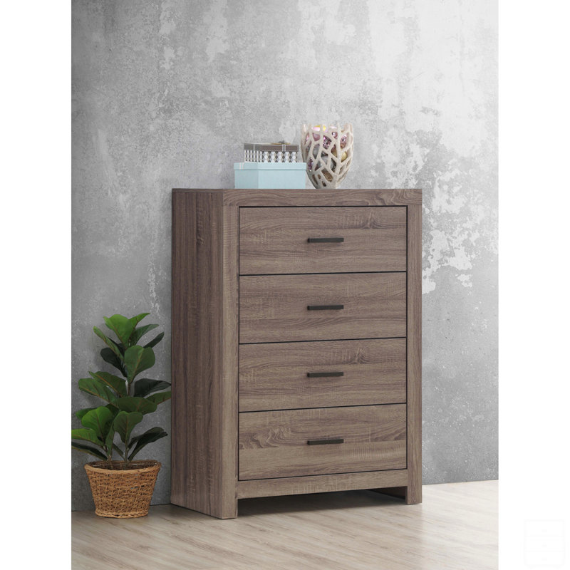 Commode rectangulaire à 4 tiroirs, Chêne