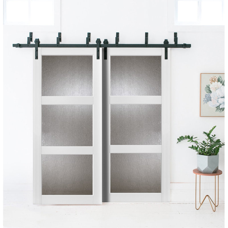 Portes coulissantes en verre givré Lucia, 72 po x 96 po