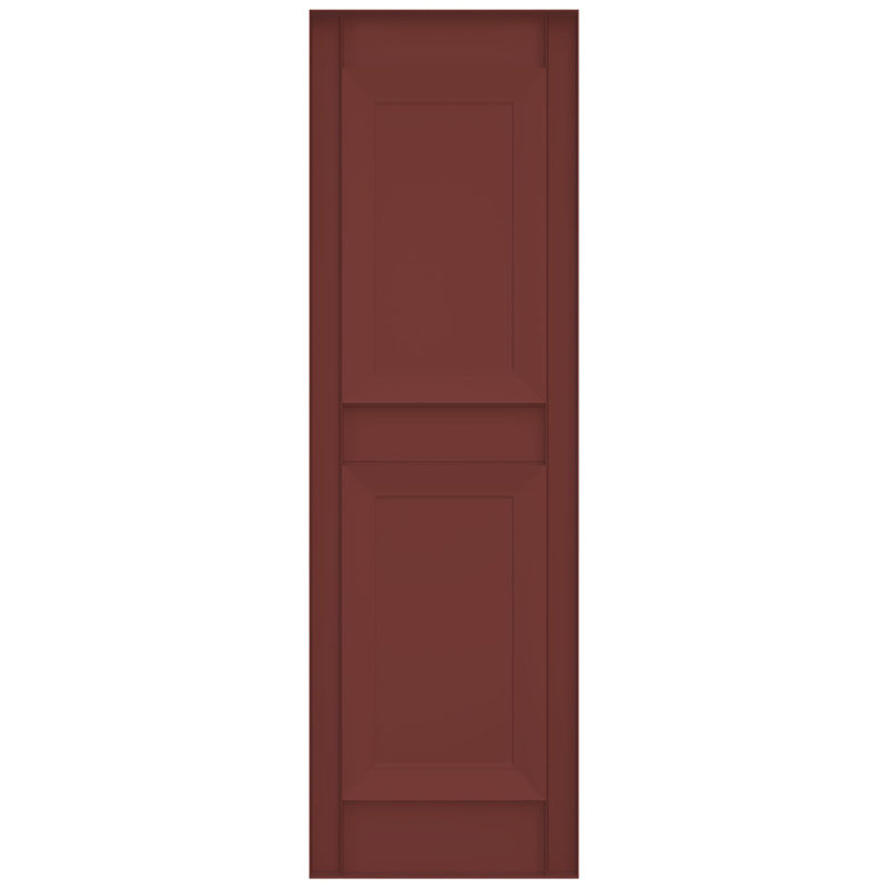 Burgundy Red Raised Panel Vinyl Decorative Shutters, 12" x 71"