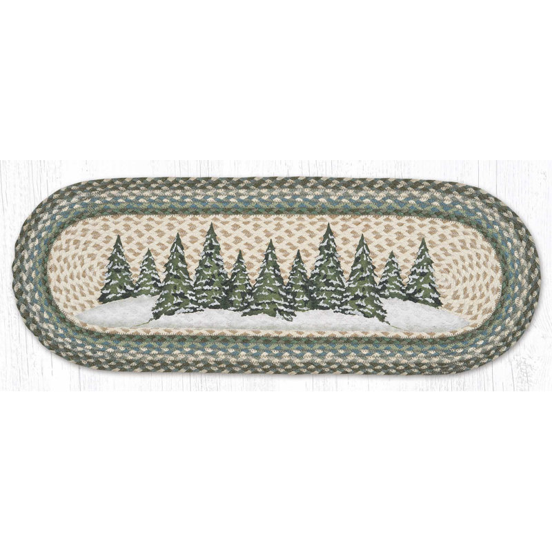 Chemin de table Earth Rugs Holiday Village Trees Oval, Holiday Village Trees