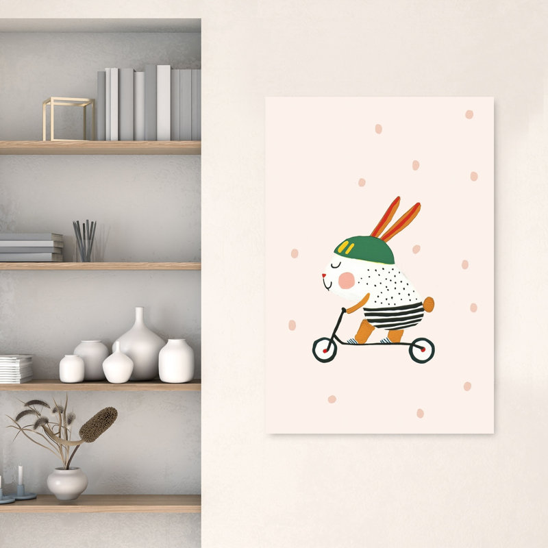 «Happy Bunny Ride», impression d'art mural fantaisiste et contemporain, H 48 po x l 32 po